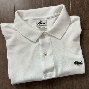 Lacoste men’s polo in pique mesh white Peruvian cotton - size 4, Medium